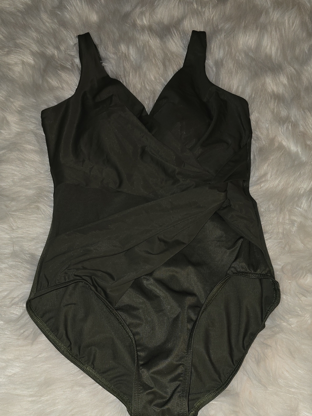 Miraclesuit Circe Dark Olive Wrap One Piece Swimsuit SIZE 10